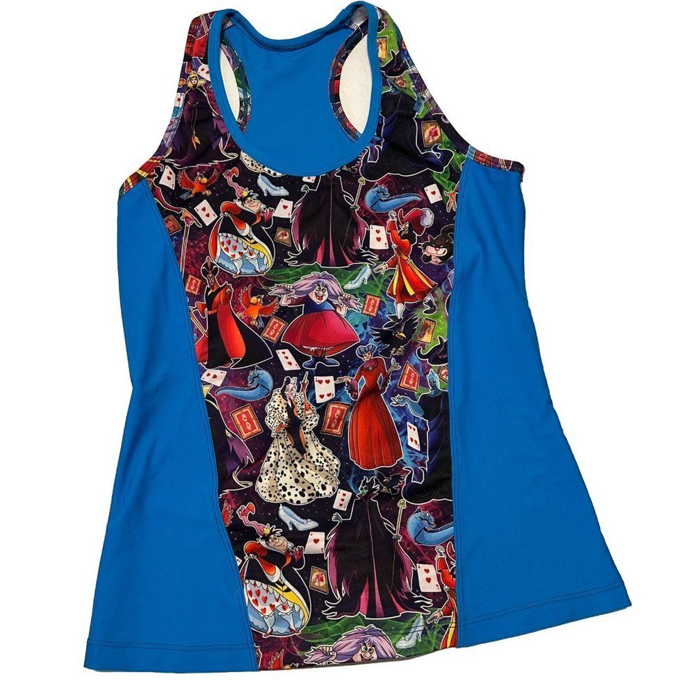 i glow running Tank top Women Medium Disney Villains Stretch Activewear Top READ